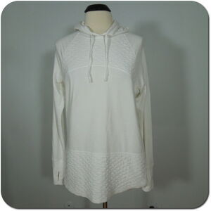 TEAK GEAR Hoodie M MEDIUM Womens Active White Light Quilting Design Top Bottom